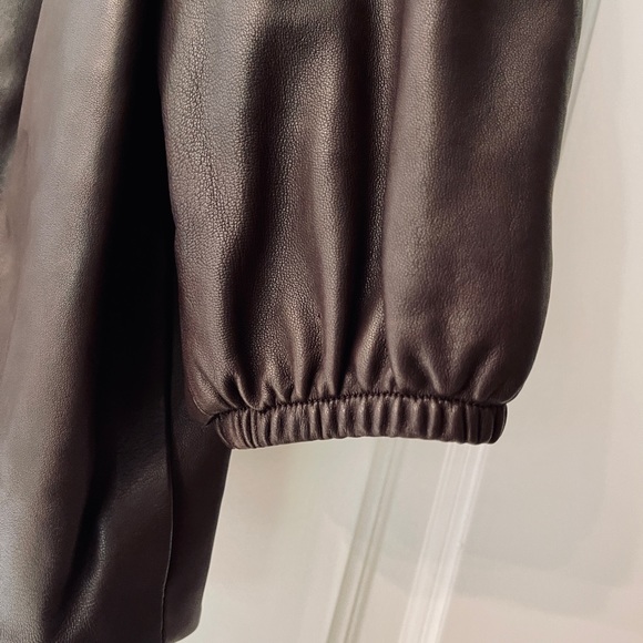 ❤️ LONGCHAMP PARIS DESIGNER LUXURY LAMB KIDSKIN LEATHER CROPPED RUCHED JACKET - Picture 5 of 14
